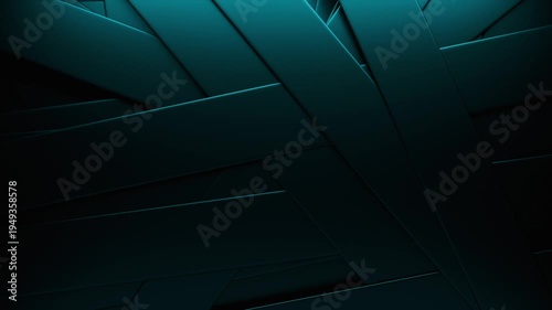3D animation of intersecting floating stripes. Abstract geometric background.