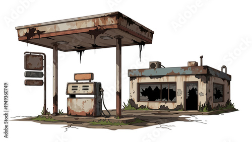 Abandoned Gas Station Building.