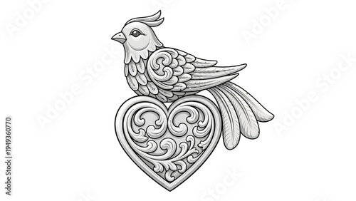 Bird on Heart Symbol.