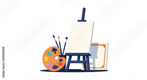 An artist s easel palette and brushes suggest creative expression