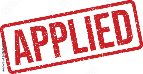 This clear red grunge Applied rubber stamp confirms the successful submission or processing of a formal request