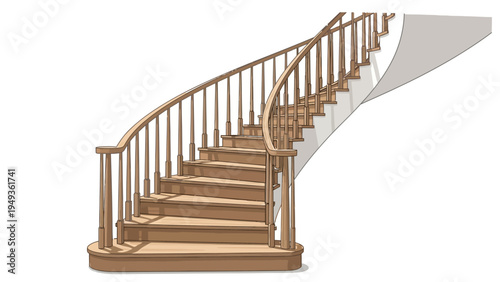 Brown Wooden Staircase Railing.