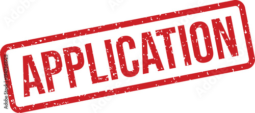 This vibrant red grunge Application rubber stamp symbolizes the submission or processing of official forms and requests