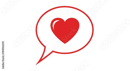 Red Heart Symbol Inside a Speech Bubble Icon.