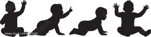 Babies Crawling Horizontally Against White Background