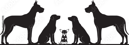 Dog Silhouettes in Symmetrical Arrangement
