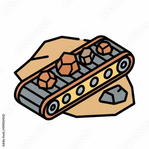 Conveyor belt transporting raw materials and minerals.