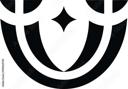 Abstract Geometric Tooth and Shield Logo Design with Sparkle Detail for Dental Luxury Branding