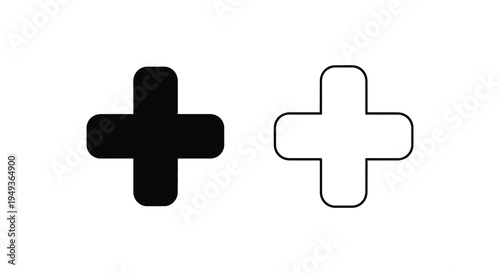 Black and white plus signs displayed showcasing contrasting forms as a silhouette