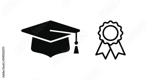 Graduation cap and award ribbon a symbolic achievement silhouette high quality