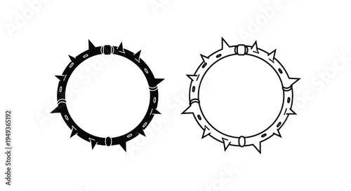 Two circular crown like designs with spikes a striking silhouette high quality