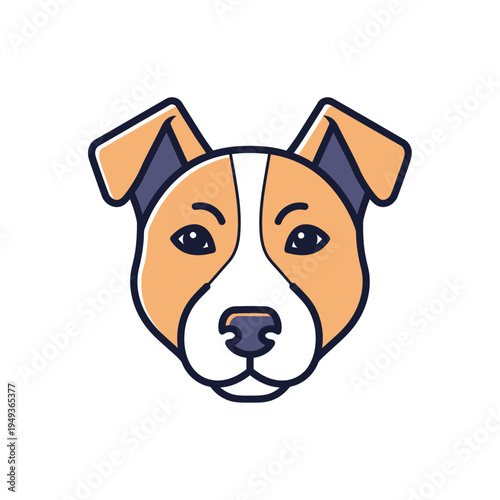 Cute dog face illustration, cartoon style, friendly pet portrait