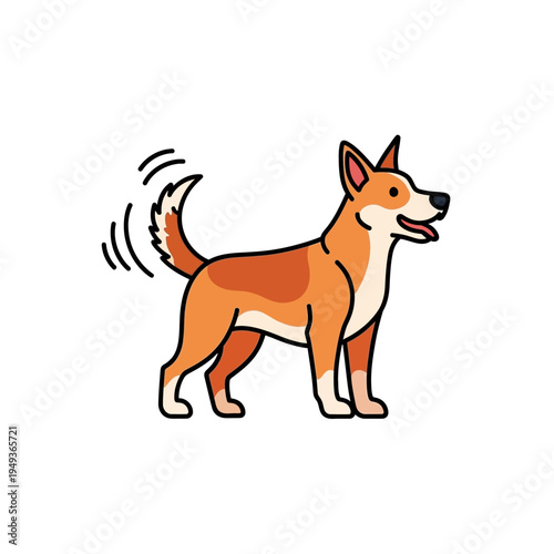 Happy Cartoon Dog Wags Tail, Excited Pet Illustration