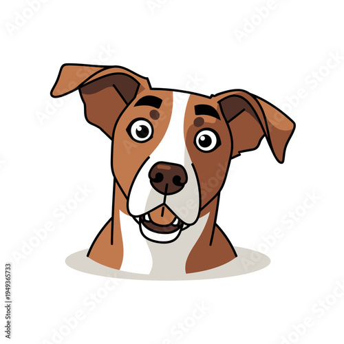 Happy Cartoon Dog Face - Playful Puppy Illustration