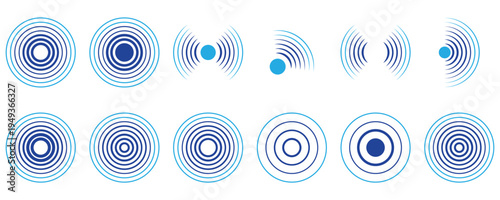 Radar Wave and Audio Signal Line Icons