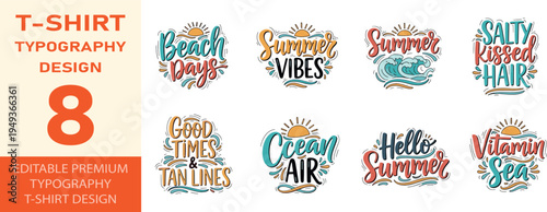 Beach days summer vibes t shirt typography design quotes