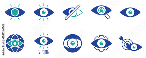 Vision Eye and Optical Technology Icon Set