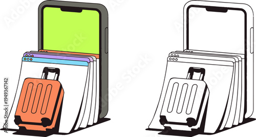 Smartphone With Travel Luggage Illustration