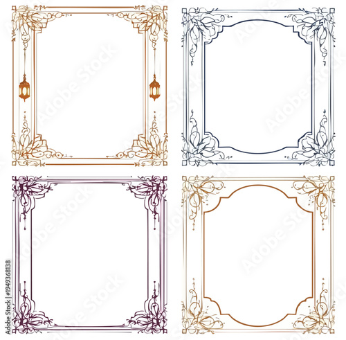  Decorative frames vector illustration with ornate floral geometric patterns colorful borders square circular rectangular elegant artistic design