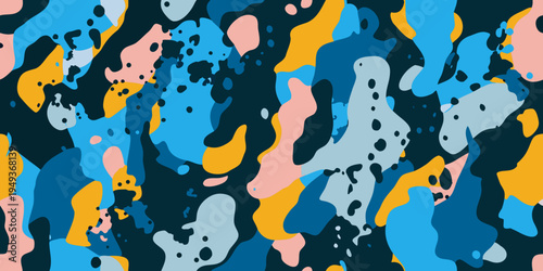 Abstract colorful pattern with irregular organic shapes and fluid forms