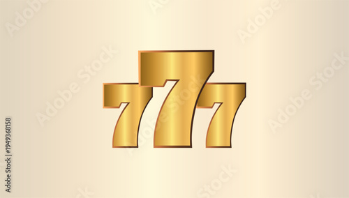 Golden 777 jackpot casino symbol winning slot machine number lucky gambling sign vector illustration design element