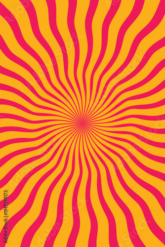 Vibrant orange and yellow warm fiery groovy swirl retro pattern background abstract twisted psychedelic wavy optical illusion