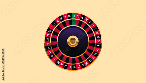 Casino roulette table top view gambling wheel betting board symbol gaming entertainment vector illustration design element