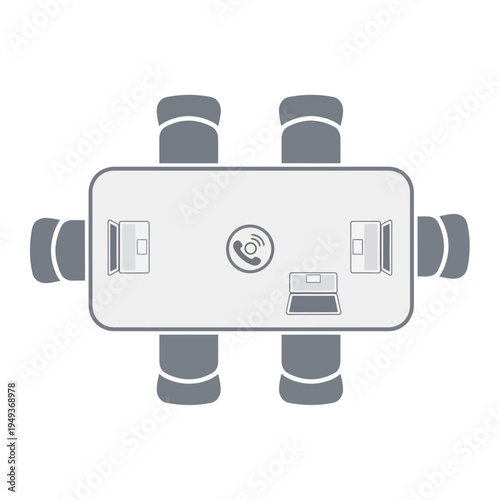 Conference table with chairs around it.