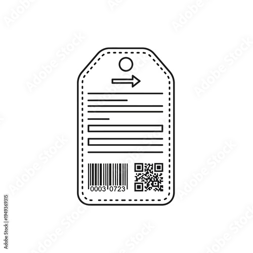 Barcode tag with QR code label.