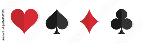 Playing card suit symbols isolated on white background. Vector illustration.