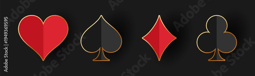 Playing card suit symbols isolated on white background. Vector illustration.