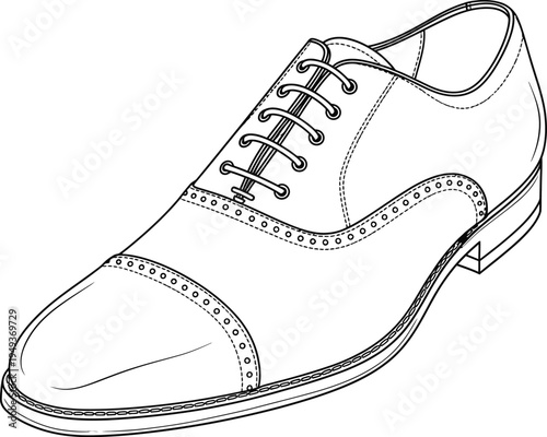 A black and white sketch of a dress shoe