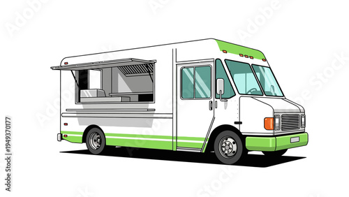 Green Food Truck Illustration.