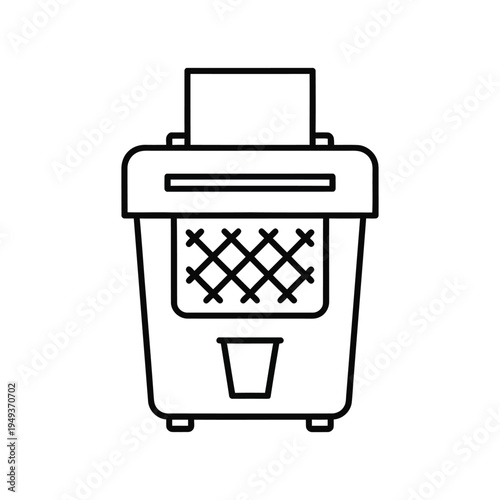 Simple line drawing of a popcorn machine icon