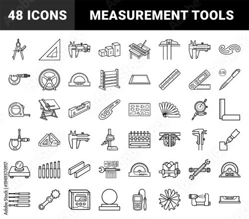 Precision engineering and industrial metrology measurement tools. Technical monoline drafting and calibration equipment for manufacturing and design.