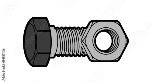 Detailed illustration of a metal bolt.