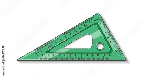 Green plastic triangle ruler tool.