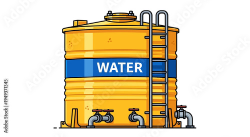 Large Yellow Water Storage Tank.