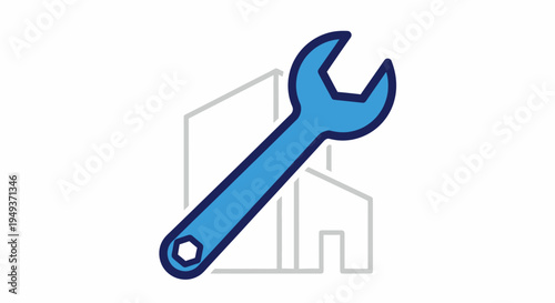 Blue adjustable wrench tool icon.