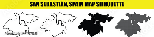 San sebastian spain map silhouette, coastal city and municipality located in the basque autonomous community