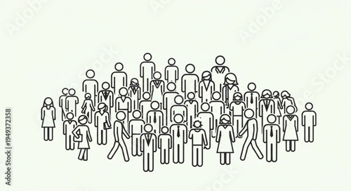 Diverse group of stylized people figures standing together.