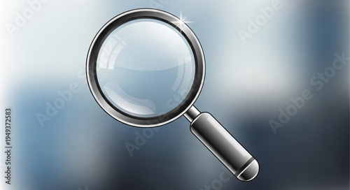 Magnifying glass with silver handle on blurred background.