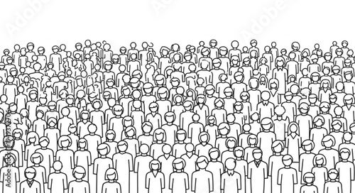 Large Crowd of People Illustration.