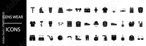 This comprehensive set of black silhouette icons