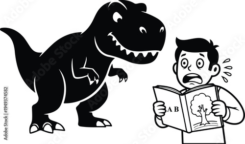 Cartoon tyrannosaurus coloring book on Vector Illustration