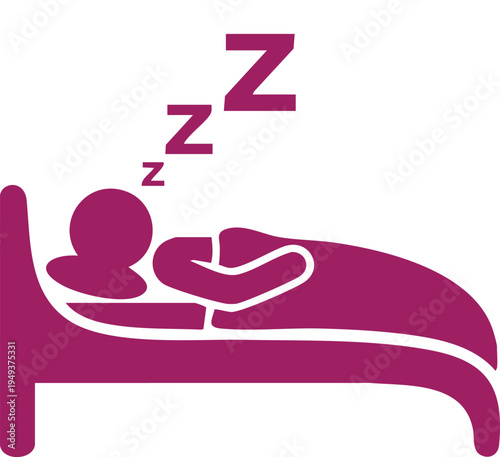 Purple of a person sleeping in bed with z zs above head rest