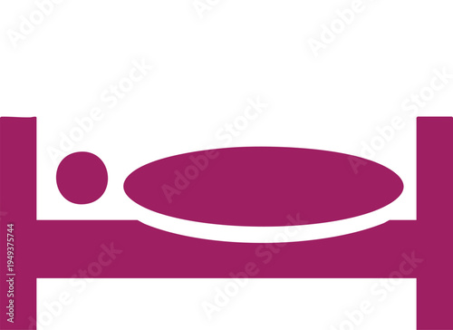 Purple silhouette of a person lying on a bed with minimalist