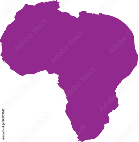 Purple silhouette of africa map on white background continent