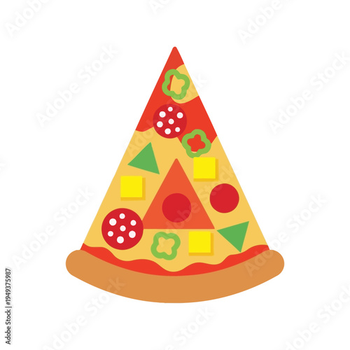 Slice of pizza with toppings.