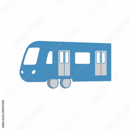 Blue train car with windows.